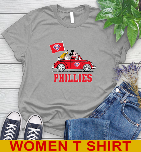 MLB Baseball Philadelphia Phillies Pluto Mickey Driving Disney Shirt Women's T-Shirt 11