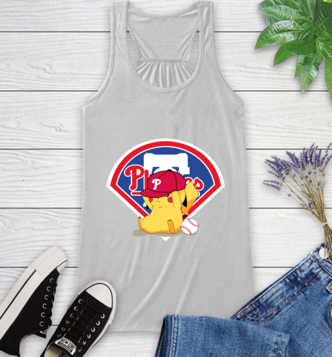 MLB Pikachu Baseball Sports Philadelphia Phillies Racerback Tank