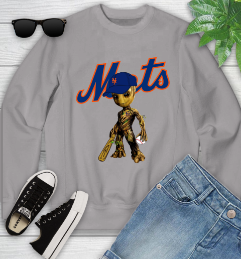 MLB New York Mets Groot Guardians Of The Galaxy Baseball Youth Sweatshirt 4