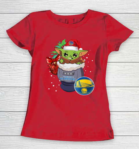 Golden State Warriors Christmas Baby Yoda Star Wars Funny Happy NBA Women's T-Shirt 10