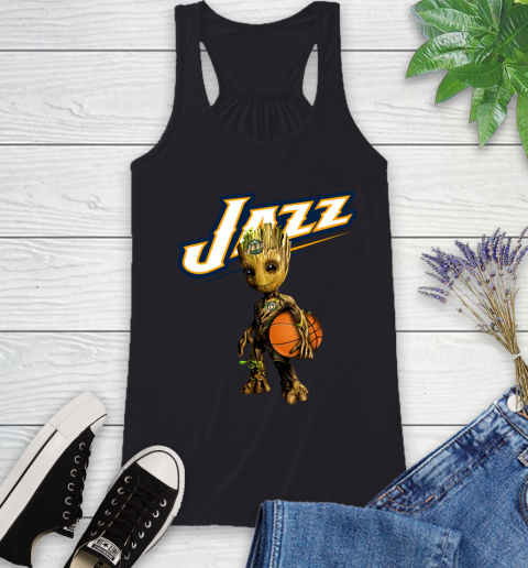 Utah Jazz NBA Basketball Groot Marvel Guardians Of The Galaxy Racerback Tank 2