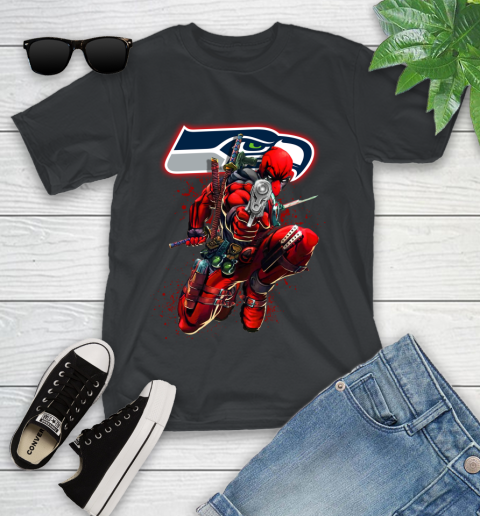 NFL Deadpool Marvel Comics Sports Football Seattle Seahawks Youth T-Shirt 2
