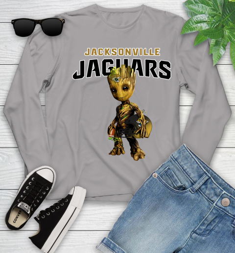 Jacksonville Jaguars NFL Football Groot Marvel Guardians Of The Galaxy Youth Long Sleeve 5