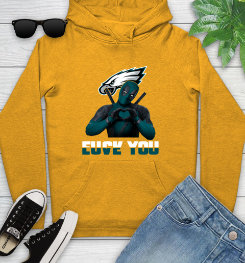 NHL Philadelphia Eagles Deadpool Love You Fuck You Football Sports Youth Hoodie 2