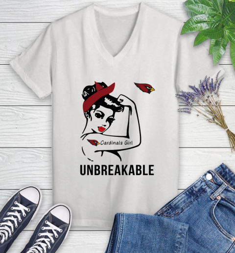 NFL Arizona Cardinals Girl Unbreakable Football Sports Women's V-Neck T-Shirt