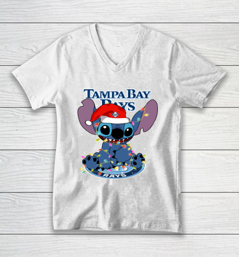 Tampa Bay Rays MLB noel stitch Baseball Christmas V-Neck T-Shirt