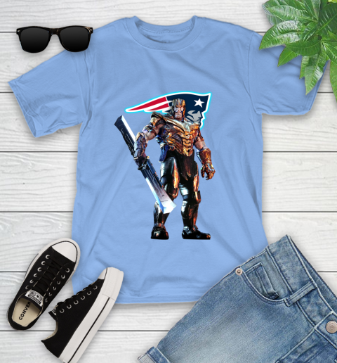 NFL Thanos Gauntlet Avengers Endgame Football New England Patriots Youth T-Shirt 11