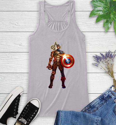 NFL Captain America Marvel Avengers Endgame Football Sports New Orleans Saints Racerback Tank 5