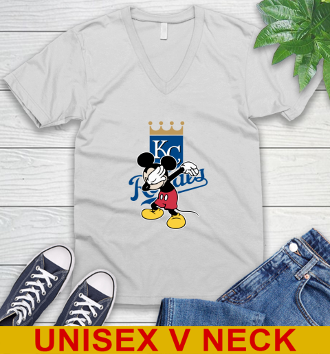 Kansas City Royals MLB Baseball Dabbing Mickey Disney Sports V-Neck T-Shirt