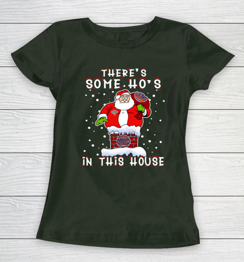 New York Knicks Christmas There Is Some Hos In This House Santa Stuck In The Chimney NBA Women's T-Shirt 4