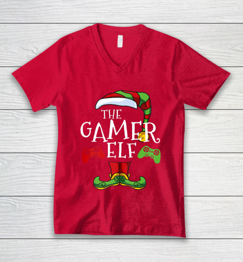 Gamer Elf Family Matching Christmas Funny Gaming Pajama V-Neck T-Shirt 6