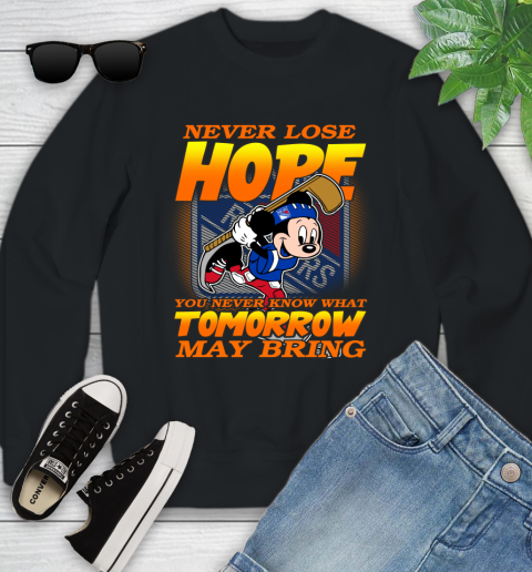 New York Rangers NHL Hockey ootball Mickey Disney Never Lose Hope Youth Sweatshirt