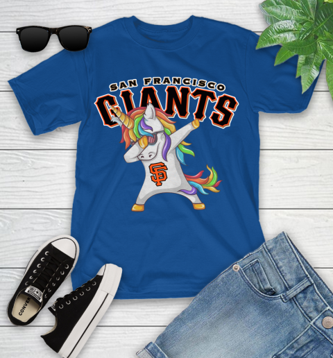 San Francisco Giants MLB Baseball Funny Unicorn Dabbing Sports Youth T-Shirt 9
