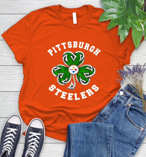 NFL Pittsburgh Steelers Three Leaf Clover St Patrick's Day Football Sports Women's T-Shirt 3
