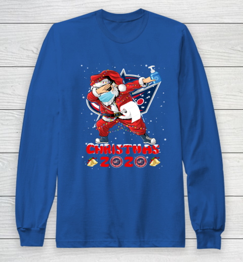 Columbus Blue Jackets Funny Santa Claus Dabbing Christmas 2020 NHL Long Sleeve T-Shirt 6