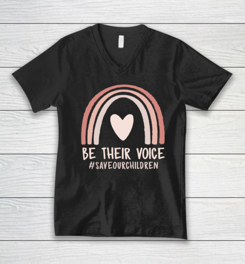 Be Their Voice Save Our Children End of Human Trafficking V-Neck T-Shirt