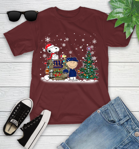 NFL New York Giants Snoopy Charlie Brown Christmas Football Super Bowl Sports Youth T-Shirt 14