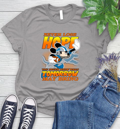 Detroit Lions NFL Football Mickey Disney Never Lose Hope Women's T-Shirt 5