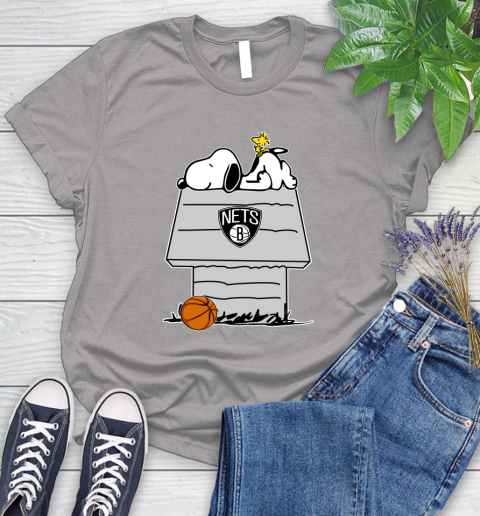Brooklyn Nets NBA Basketball Snoopy Woodstock The Peanuts Movie Women's T-Shirt 5