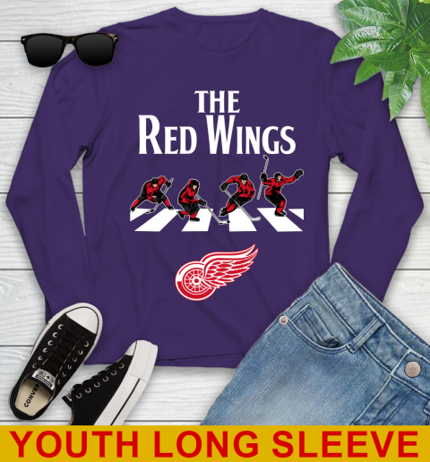 NHL Hockey Detroit Red Wings The Beatles Rock Band Shirt Youth Long Sleeve 4