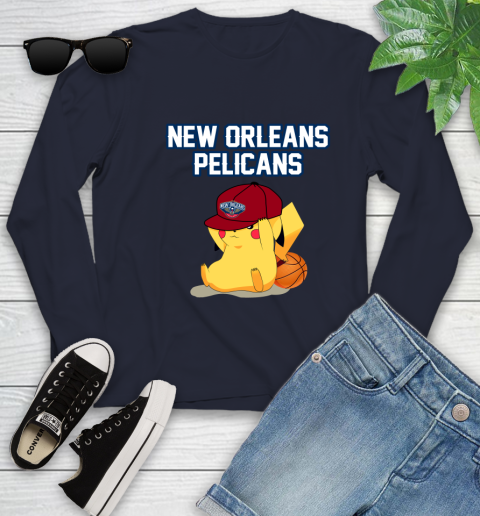NBA Pikachu Basketball Sports New Orleans Pelicans Youth Long Sleeve 3