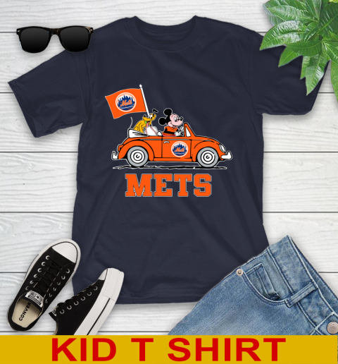 MLB Baseball New York Mets Pluto Mickey Driving Disney Shirt Youth T-Shirt 3