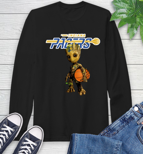 Indiana Pacers NBA Basketball Groot Marvel Guardians Of The Galaxy Long Sleeve T-Shirt 2