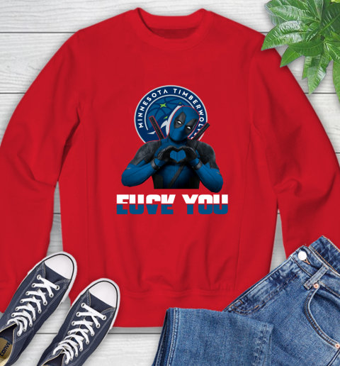 NBA Minnesota Timberwolves Deadpool Love You Fuck You Basketball Sports Sweatshirt 10