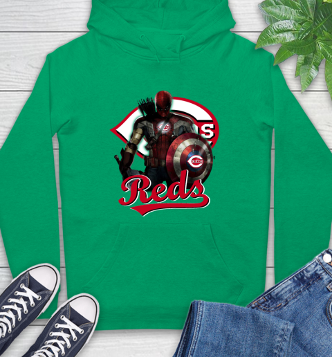 MLB Captain America Thor Spider Man Hawkeye Avengers Endgame Baseball Cincinnati Reds Hoodie 8