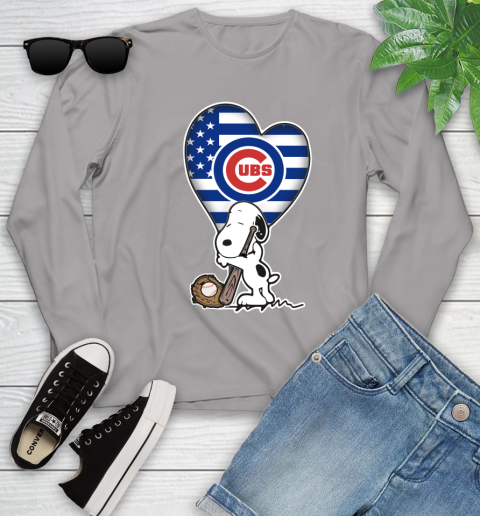 Chicago Cubs MLB Baseball The Peanuts Movie Adorable Snoopy Youth Long Sleeve 5
