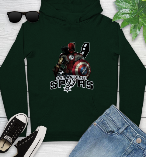 San Antonio Spurs NBA Basketball Captain America Thor Spider Man Hawkeye Avengers Youth Hoodie 13
