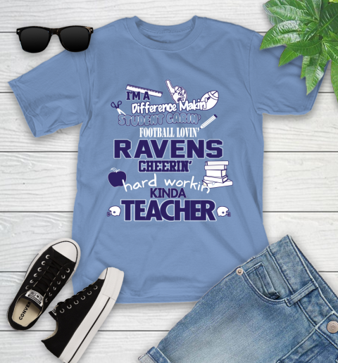 Baltimore Ravens NFL I'm A Difference Making Student Caring Football Loving Kinda Teacher Youth T-Shirt 15