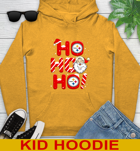 Pittsburgh Steelers NFL Football Ho Ho Ho Santa Claus Merry Christmas Shirt Youth Hoodie 2