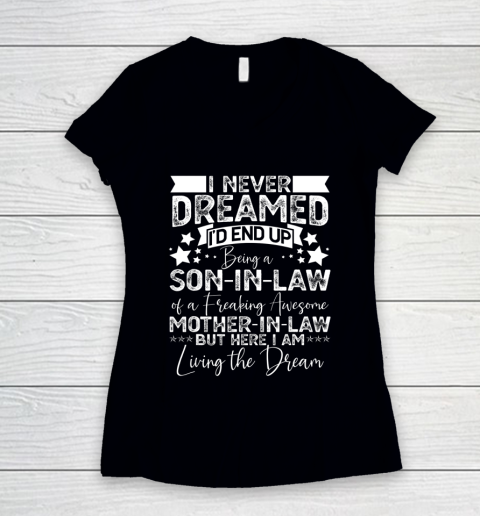 Funny Son in Law Birthday Gift Ideas Awesome Mother in Law Women's V-Neck T-Shirt