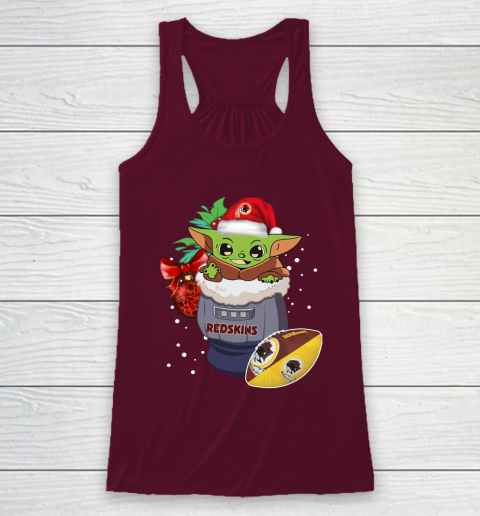 Washington Redskins Christmas Baby Yoda Star Wars Funny Happy NFL Racerback Tank 3
