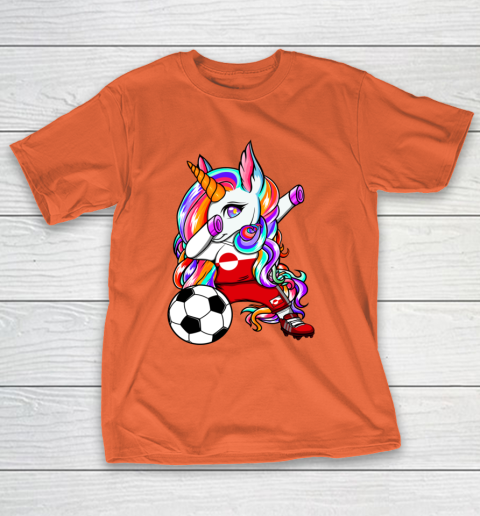 Dabbing Unicorn Greenland Soccer Fans Jersey Flag Football T-Shirt 5