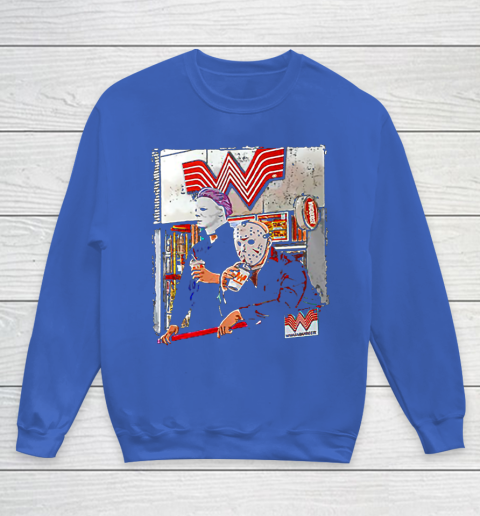 Michael Myers and Jason Voorhees drinking Whataburger Youth Sweatshirt 6