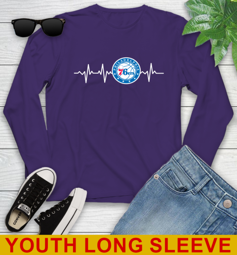 Philadelphia 76ers NBA Basketball Heart Beat Shirt Youth Long Sleeve 4