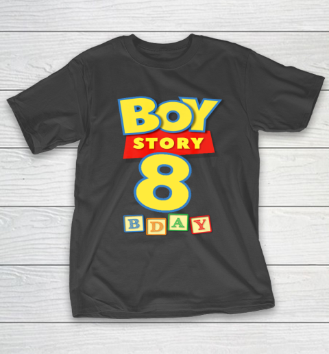 Toy Blocks Boy Story 8 Year Old Birthday T-Shirt