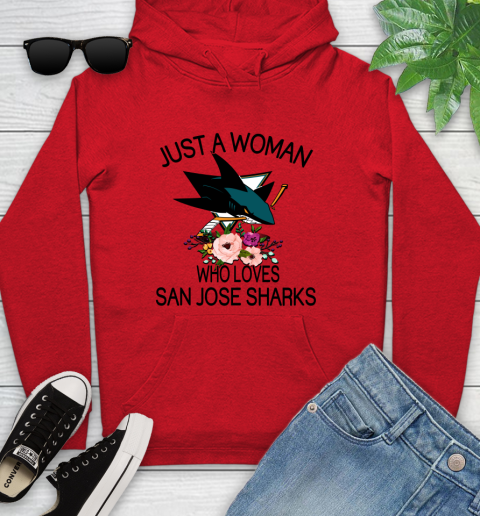 NHL Just A Woman Who Loves San Jose Sharks Hockey Sports Youth Hoodie 7