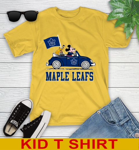 NHL Hockey Toronto Maple Leafs Pluto Mickey Driving Disney Shirt Youth T-Shirt 8