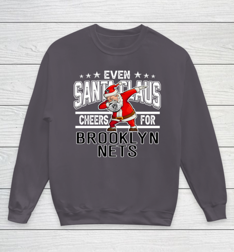 Brooklyn Nets Even Santa Claus Cheers For Christmas NBA Youth Sweatshirt 5