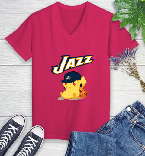 NBA Pikachu Basketball Sports Utah Jazz Women's V-Neck T-Shirt 9