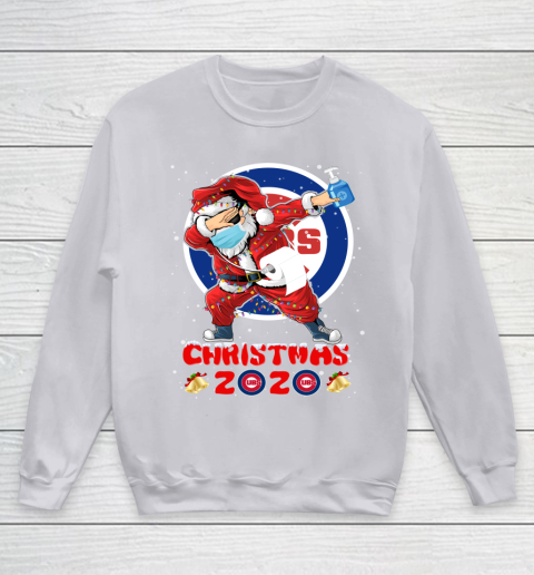 Chicago Cubs Funny Santa Claus Dabbing Christmas 2020 MLB Youth Sweatshirt 3