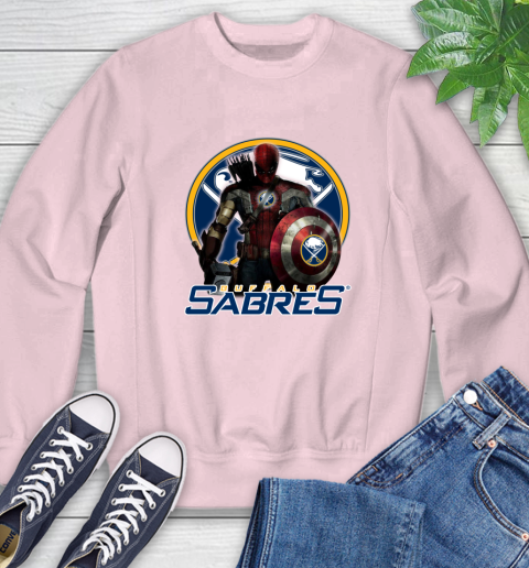 NHL Captain America Thor Spider Man Hawkeye Avengers Endgame Hockey Buffalo Sabres Sweatshirt 9