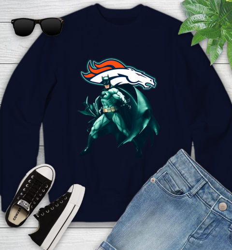NFL Batman Football Sports Denver Broncos Youth Sweatshirt 3