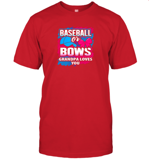 qw20 baseball or bows grandmpa loves you gender reveal pink blue jersey t shirt 60 front red