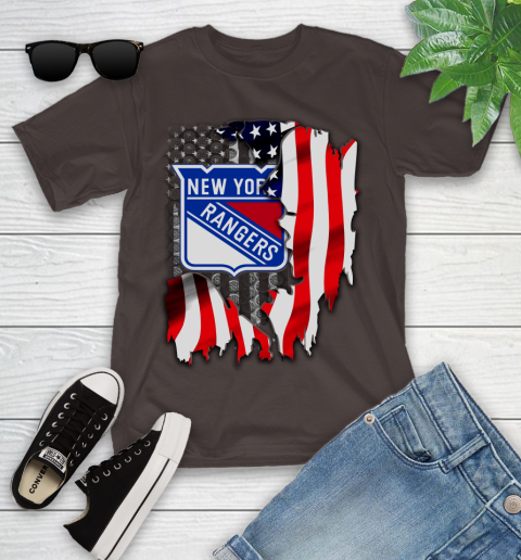 New York Rangers NHL Hockey American Flag Youth T-Shirt 7