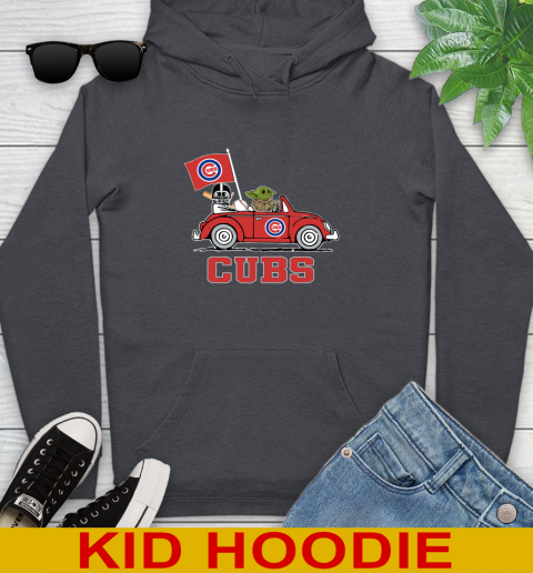 MLB Baseball Chicago Cubs Darth Vader Baby Yoda Driving Star Wars Shirt Youth Hoodie 9