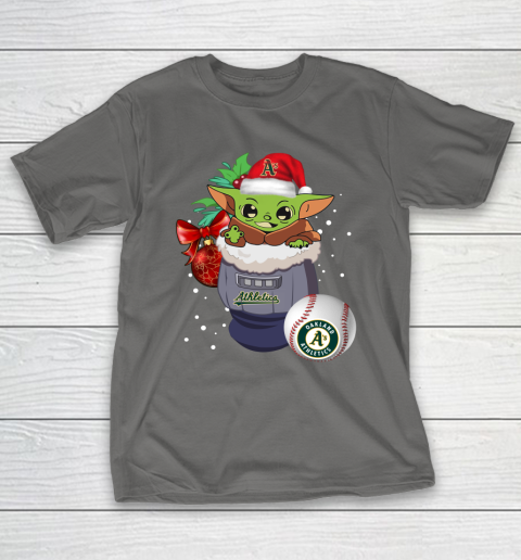 Oakland Athletics Christmas Baby Yoda Star Wars Funny Happy MLB T-Shirt 9
